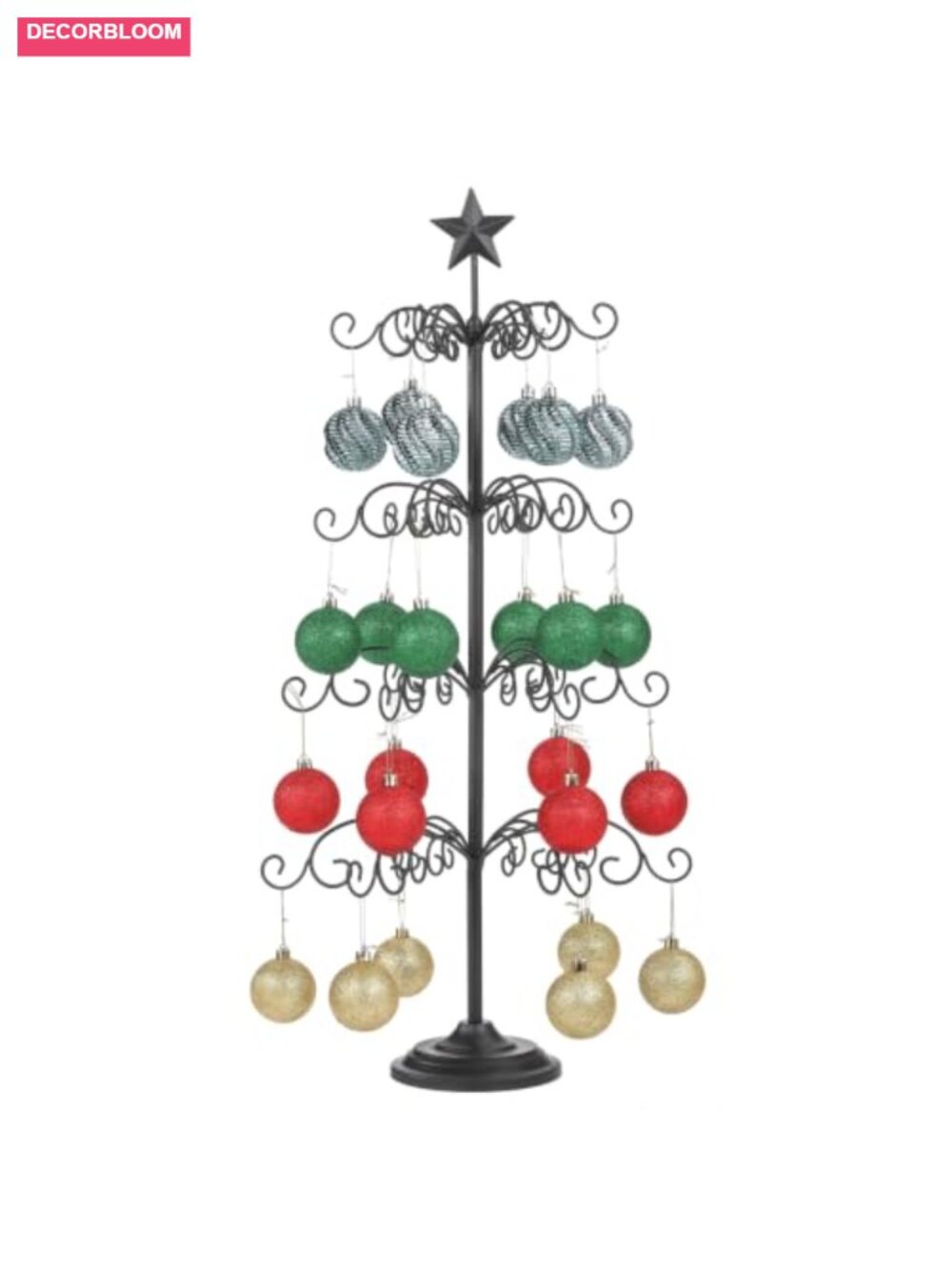 4-Tier Metal Ornament Display Tree Stand Wrought Iron Christmas